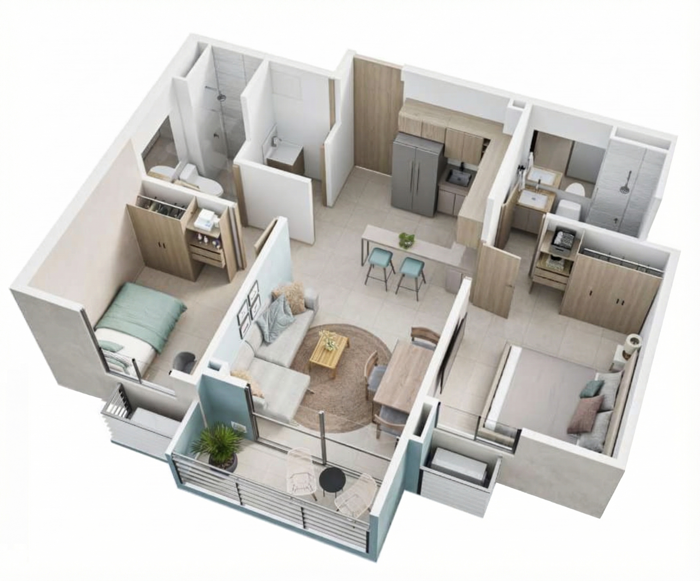 Sala luminosa de un apartamento contemporáneo en Santa Marta, Colombia 1