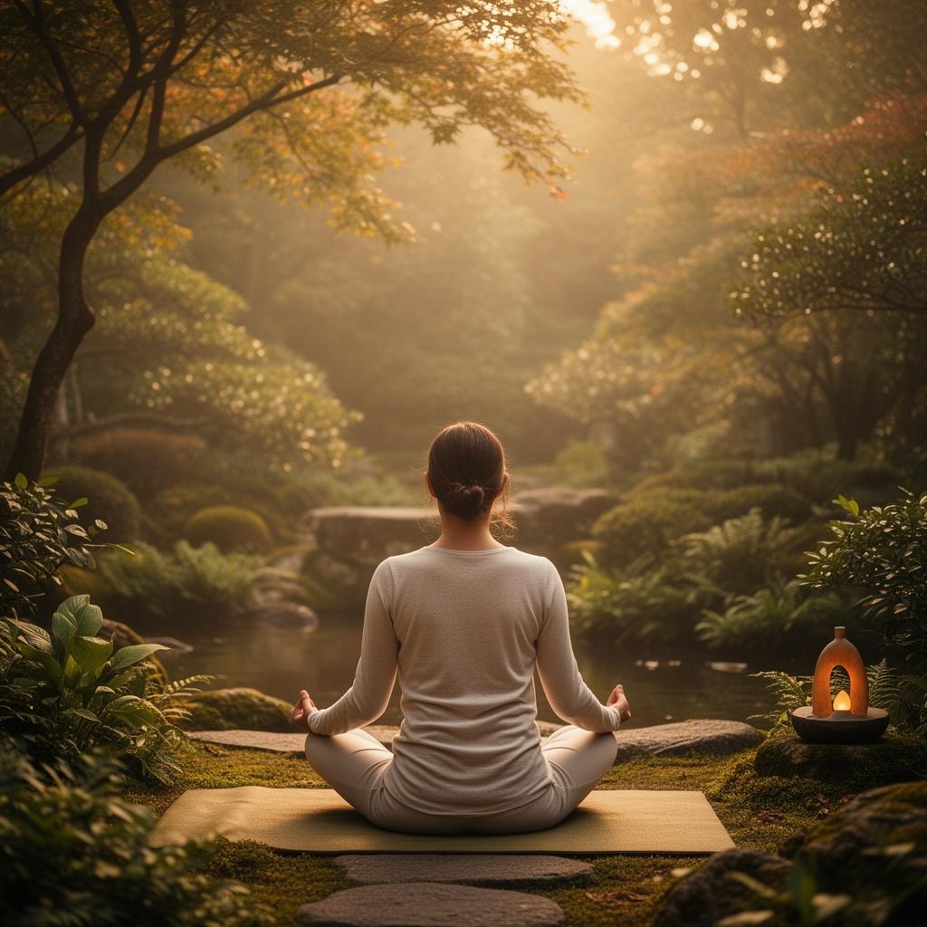 Meditación en un jardín tranquilo
